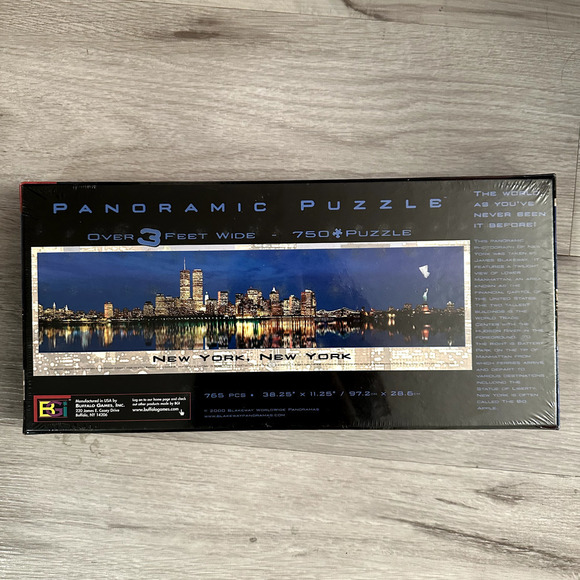 New York City 2000 w/Twin Towers Panoramic Puzzle 3 Ft Wide 750 Piece New Sealed - Picture 3 of 3